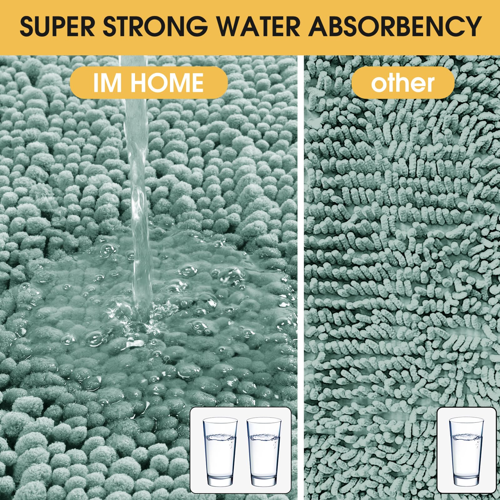 Accumtek Upgrade Extra Eggshell Blue Bathroom Rug Set 3 Pieces Ultra Soft, Thick Absorbent Bath Mats, Non Slip Chenille Toilet M